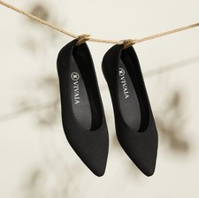 Vivaia Aria 2.0 Ballet Flat Pointy Toe Knit Flats EU 38.5/US 7.5 Ebony Black NEW