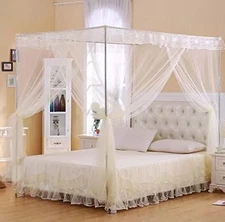 Canopy Bed Frame Post 4 Corner Stainless Mosquito Netting Frame Bracket 1.5mx2m