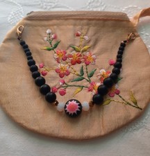 Haori Himo 18cm Pink Flower And Sparkly Beads With Hooks