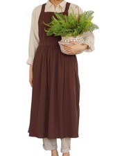 Retro Cotton Linen X-Back Apron Home Kitchen Garden Art Painting Pinafore
