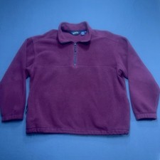 vintage eddie bauer sweater mens L Ebtek Fleece Burgundy 1/4 zip pullover Y2K