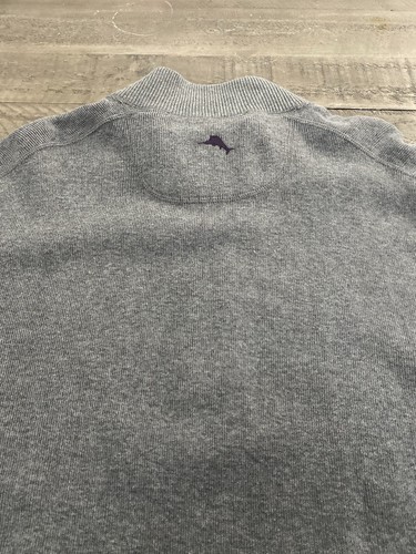 Tommy Bahama Men's Quarter Zip Sweater Size XLarge? Gray Cotton NO SIZE TAG - Picture 7 of 8