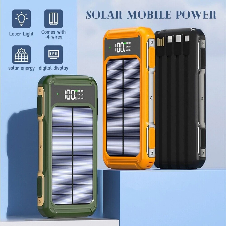2023 Super 10000mAh 4 Output Portable Charger Solar Power Bank for Cell Phone - Image 3 of 4
