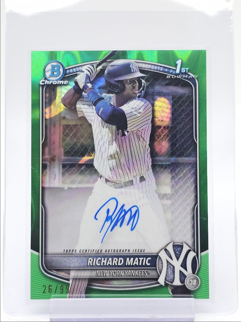 RICHARD MATIC 2025 BOWMAN CHROME 1ST AUTOGRAPH GREEN LAVA AUTO /99 Q2754