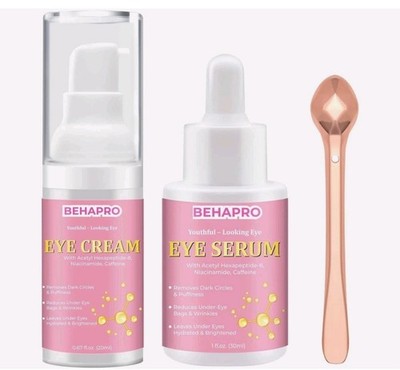 Behapro Eye Care Kit Roller Cream Hyaluronic Acid for Circles Puffiness Wrinkles