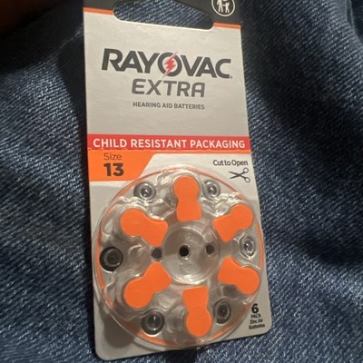 RAYOVAC EXTRA ADVANCED hearing aid batteries, size 13 batteries, 6 pack, NIP