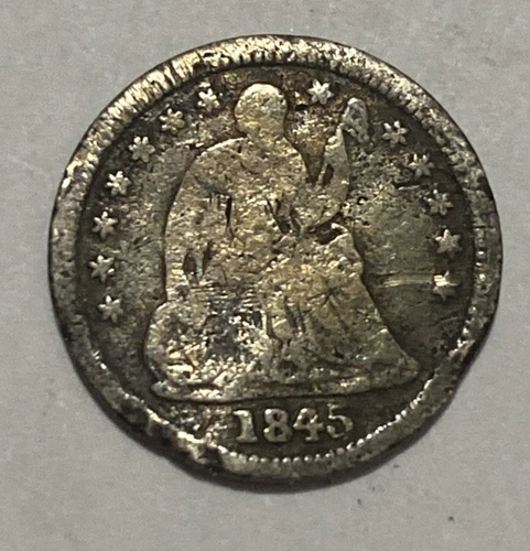 1845 Seated Liberty Half Dime 5c Exact Coin Imaged #SL153