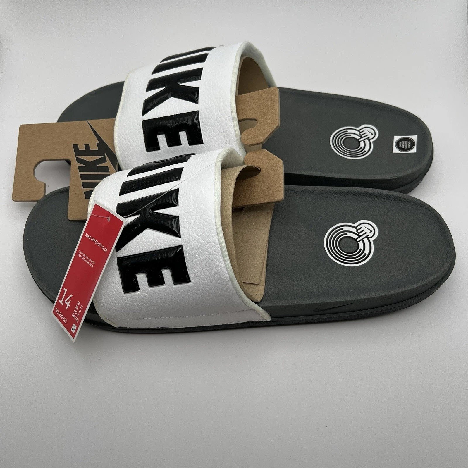 Nike Offcourt Slide Grigio Scuro Nero Bianco Uomo Taglia 14 (BQ4639 001) Nuove