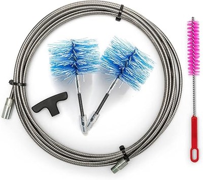 Kit Pulizia Stufa A Pellet BARETTO – 2 Prolunghe Da 6 M, Spazzole In Nylon 80 E 100 Mm, Scovolino E Manico