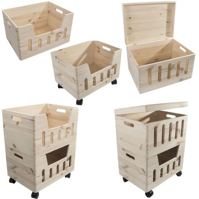 1-4 Etagen große Holz Stapel Aufbewahrungsboxen Kisten Truhe Truhe Ausschnitt Front