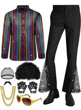6 PCS Men's 70s Disco Outfit Costume- Size M