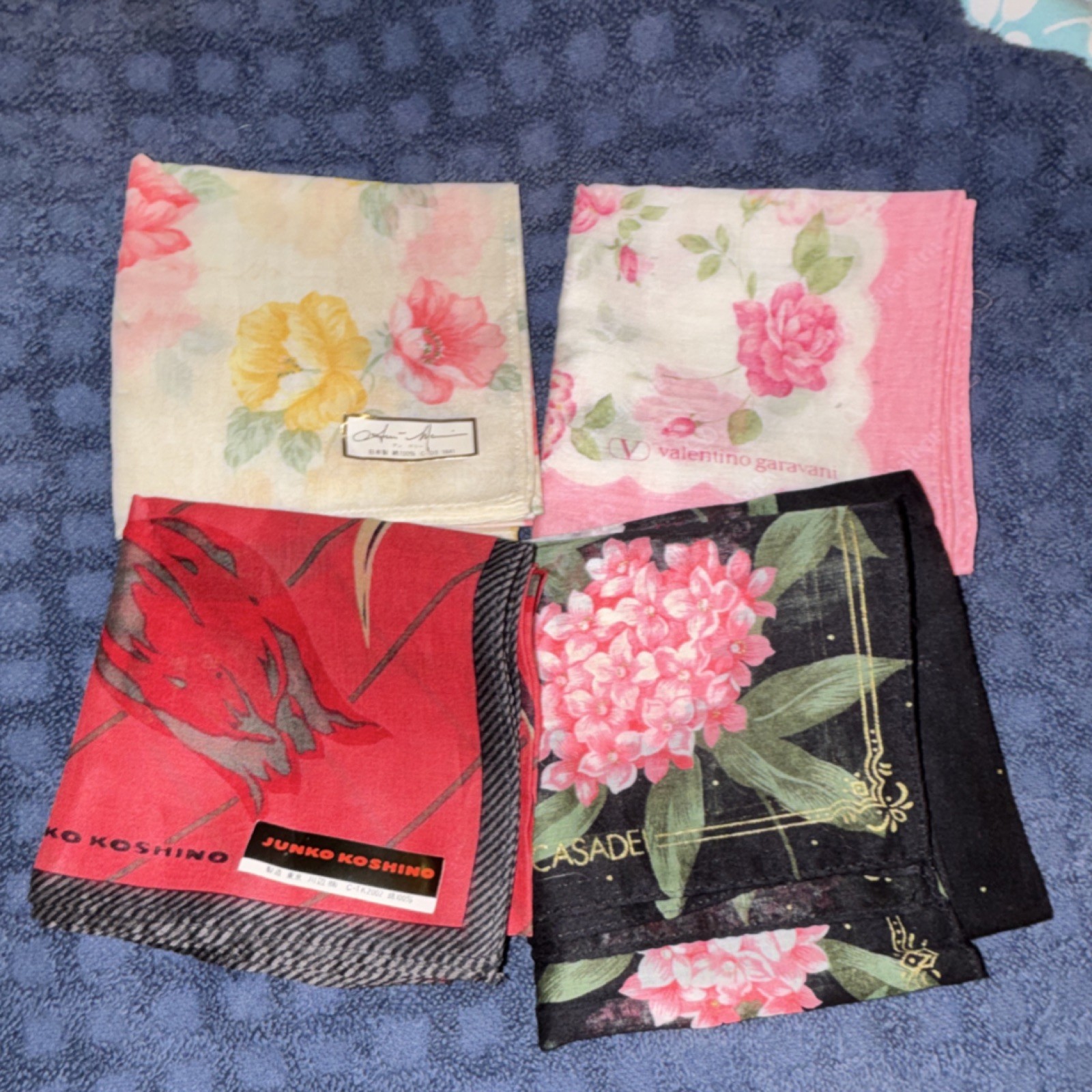 Junko Koshino Casade Valentino Garavani Andre Maurice Floral Handkerchiefs Lot …