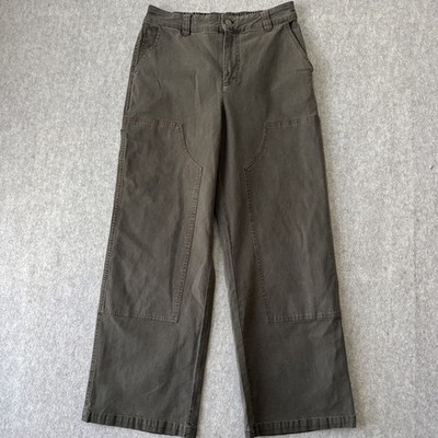 YFB Young Fabulous Broke Wide Leg Utility Denim Pants Womens L Olive Green NWT