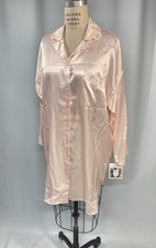 Vintage Nightgown MEDIUM pink satin long sleep shirt CAROLE HOCHMAN 90s Y2K