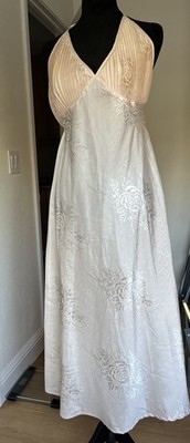Emory Park Women's vintage 1990s cream and white halter dress M