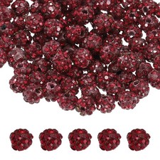 100 Pcs 4mm Dark Red Rhinestone Polymer Fancy Beads for DIY Jewelry Making