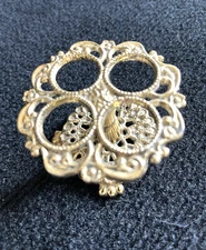 VTG Hollywood Regency 4 Lipstick Holder Gold Metal Roses & Scrolls SHINY & CLEAN