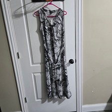 NEW Talbots Petite medium PM Black Floral Sleeveless Maxi Dress Beach Coastal