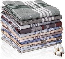 12 pack Men's Handkerchiefs 100 Cotton 16 inch Large Mens Pocket Square