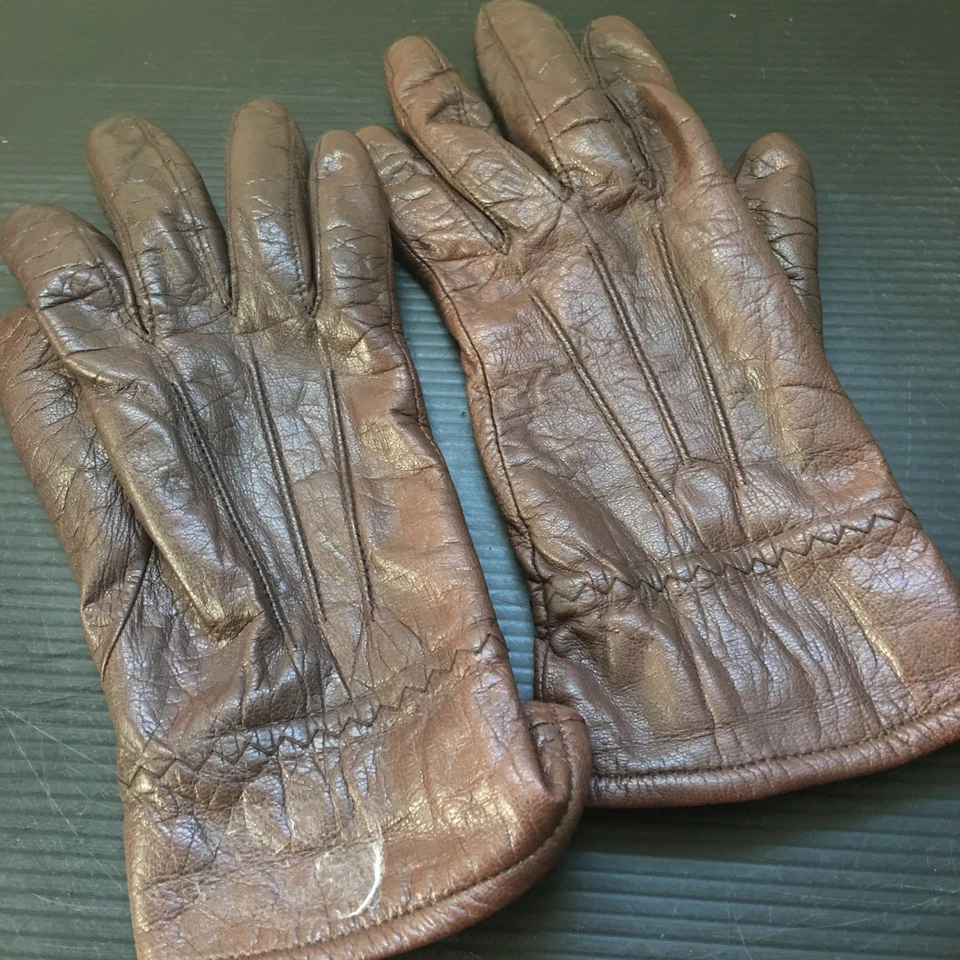 Винтажные перчатки для вождения 1990-х Fownes натуральная кожа коричневые тонкая подкладка размер 7 - Изображение 4 из 4