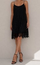 Sam Edelman Black Lace Tassel  Slip Mini Dress M