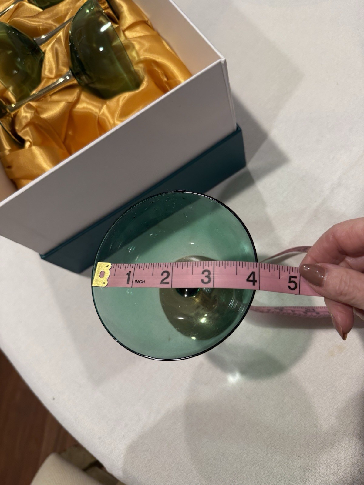 The Wine Savant Green Gold Coupe Art Deco Champagne Glasses Set Of 4 Gift Box