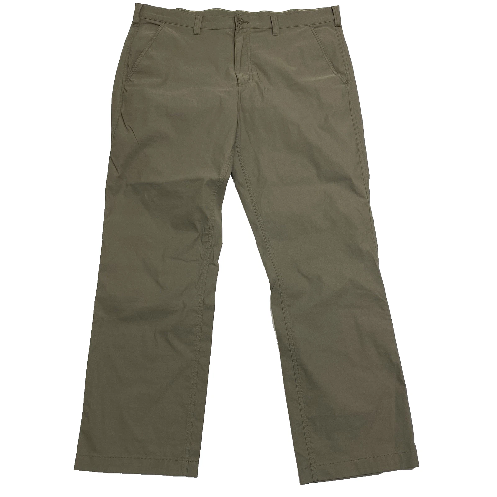 Eddie Bauer Mens 38x32 Green Travel Pants Straight Leg Stretch Lightweight Nylon