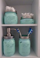 Boho Mason jar decor distressed ivory set of 4 wedding decor tablescape jars