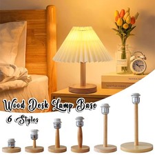 Solid Wooden Base Holder with Cord on off switch  Table Lamp for Home Lighting