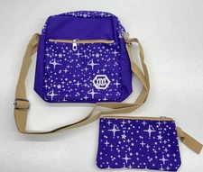 Girls School Shoulder Bag - Purple/White - With Pencil Case