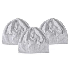 3Pcs Men Women Breathable Thin Cotton Nap Sleep Head Cap Hat Eye Cover Gray