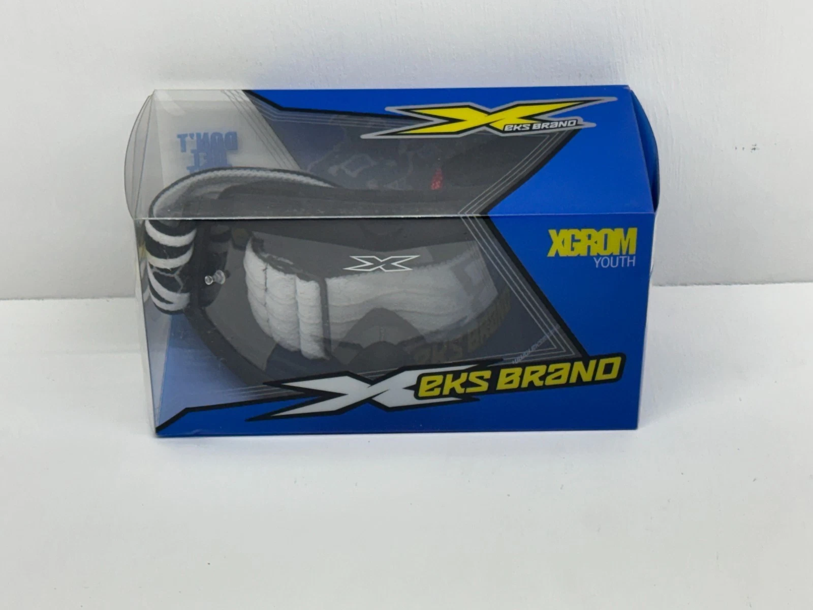 New EKS Brand X-GROM Clear Youth M Goggles White Black Motocross 067-30355
