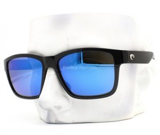 Costa Del Mar Paunch Sunglasses Shiny Black Blue Polarized Glass Mirror w/case