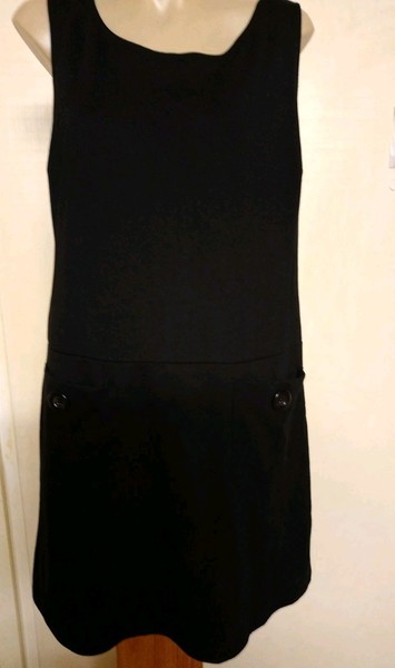 Black Sleeveless Dress Hip Button Flap Pocket Mini ShiftExpression Brand Sz 12