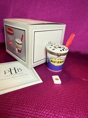 New PHB Dairy Queen Blizzard porcelain hinged trinket box w/ Napkin collectible