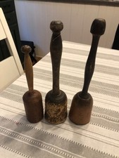 Primitive. Vintage Set of Three Wooden Potatoe Mashers