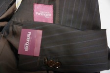 Sartoria Partenopea Brown Stripe Silk Blend 2 Pc Suit Jacket Pant 40R 50EU NEW