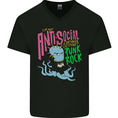 Antisocial Punk Rock Skinhead Octopus Herren V-Ausschnitt Baumwoll Maglietta
