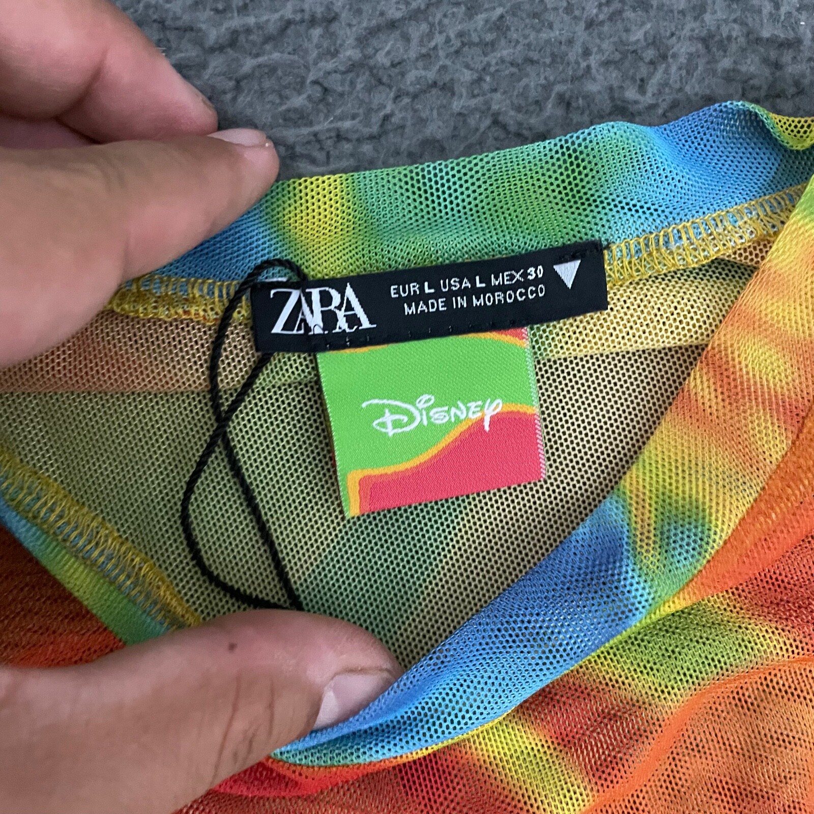 Zara x Disney Bodysuit Womens Large Colorful Mickey Abstract Mesh Long