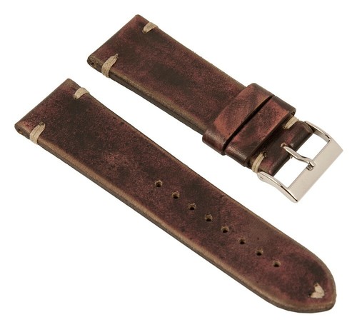 Bracelet Montre Cuir Vachette Marron Clair Soft Vintage - Largeurs 18,20,22 Mm, Neuf Avec étiquettes