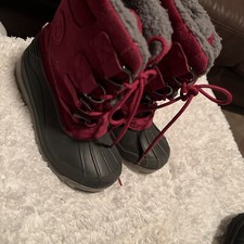 Lands End Hot Pink Gray Snow Winter Boots Youth size 1