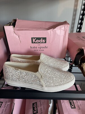 Keds For Kate Spade Size Slip On White/silver Glitter