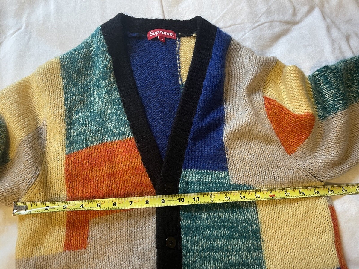 Supreme Patchwork Mohair Cardigan Sweater Knit Size Medium Supreme Patchwork Mohair Cardigan Sweater Knit Size Medium
