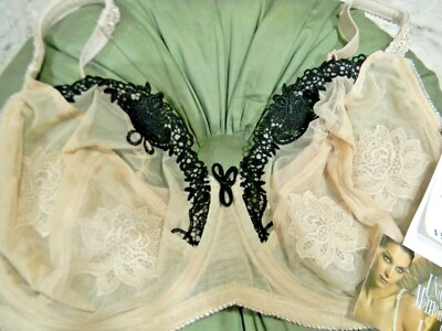 Felina UNIQUE MOMENTS Nude Sheer Floral Embroidered Cup UW Lace Bra 36DD, NWT