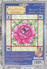 Vintage Janlynn Cross Stitch Kit Simplicities 6x6 Bee and Rose 2001 New