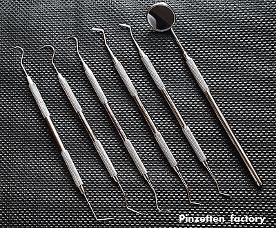 6er Dental Set Zahnreinigung Sonde Zahnpflege Edelstahl Instrument, Qualität 1A