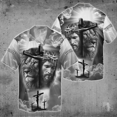 #ad Custom Text Jesus Christian Cross AOP Shirt Hawaiian Shirt Aloha Shirt $26.97