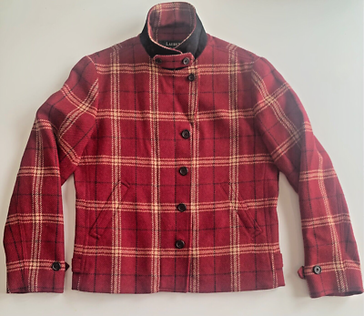 Vintage RALPH LAUREN Blazer Jacket 8 P PLAID WOOL Zip Button
