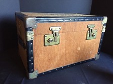 Antique Vintage Wooden Chest Trunk with Papered Interior