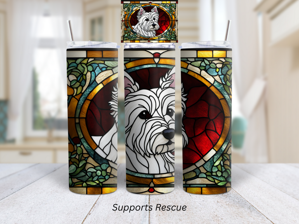 Stained Glass Westie Dog Vibrant 20 oz Stainless Steel Insulated Tumbler
